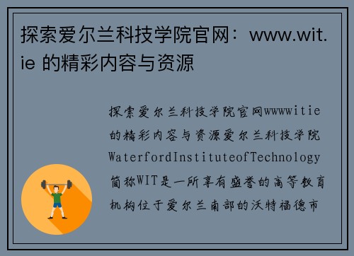 探索爱尔兰科技学院官网：www.wit.ie 的精彩内容与资源